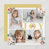 Festive Gold Joy Noël Verdure Carte photo (Devant / Derrière)