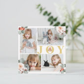 Festive Gold Joy Noël Verdure Carte photo (Debout devant)