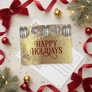 Festive Gold Kerstmis Baubles Prettige feestdagen