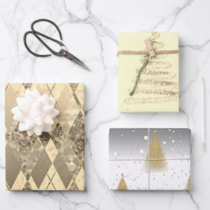 Festive Gold Kerstmis Harlequin Inpakpapier Vel