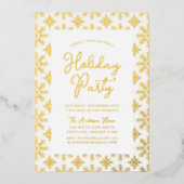 Festive Gold Snowflakes Holiday Party Folie Uitnodiging (Voorkant)