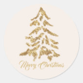 Festive Gold Tree Merry kerst Ronde Sticker (Voorkant)