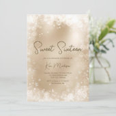 Festive Gold white snow elegant chic suikerzoet 16 Kaart (Staand voorkant)