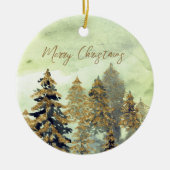 Festive Golden Green-kerstbomen Keramisch Ornament (Voorkant)