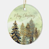 Festive Golden Green-kerstbomen Keramisch Ornament (Links)