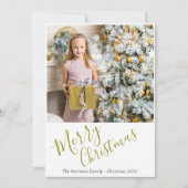 Festive Golden Merry-kerstfoto Feestdagenkaart (Voorkant)