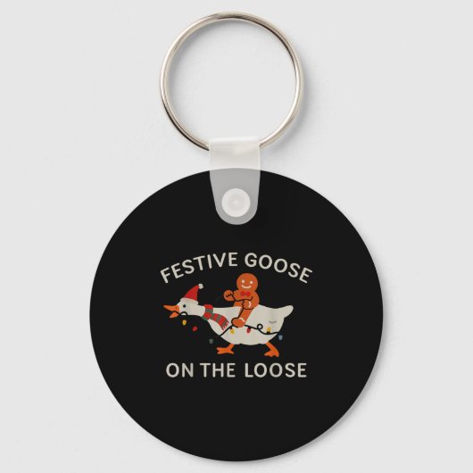 Festive Goose On The Loose Funny Gingerbread Chris Sleutelhanger (Voorkant)