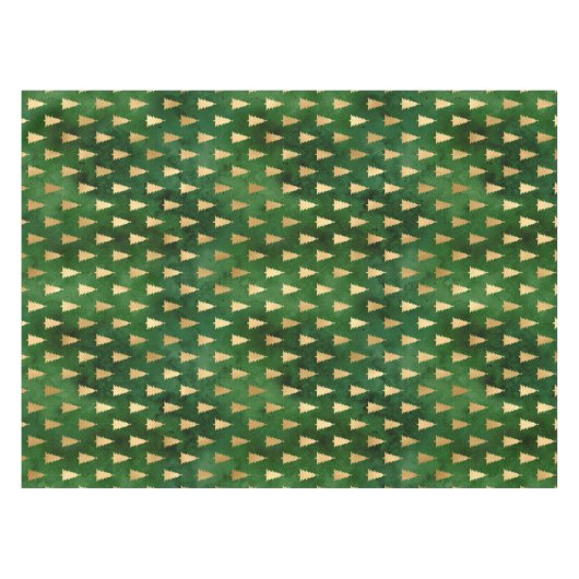 Festive Green and Gold Foil Winter Kerstboom Tafelkleed (Voorkant (Horizontaal))