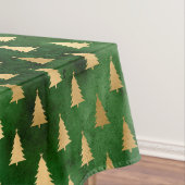 Festive Green and Gold Foil Winter Kerstboom Tafelkleed (Voorbeeld)