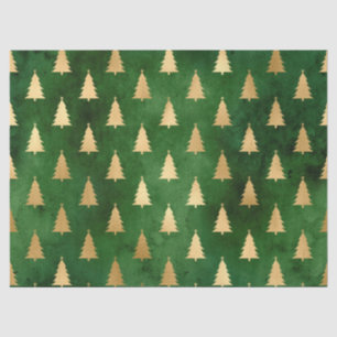 Festive Green and Gold Foil Winter Kerstboom Tissuepapier