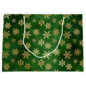 Festive Green and Gold Foil Winter Snowflakes Groot Cadeauzakje (Voorkant)
