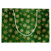 Festive Green and Gold Foil Winter Snowflakes Groot Cadeauzakje (Achterkant)