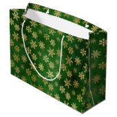 Festive Green and Gold Foil Winter Snowflakes Groot Cadeauzakje (Achterkant Gekanteld)