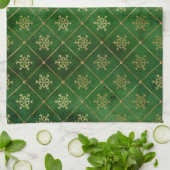 Festive Green and Gold Foil Winter Snowflakes Theedoek (Gevouwen)