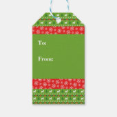 Festive Green and Red Reindeer and Snowflakes Cadeaulabel (Voorkant)