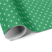 Festive Green and White Stars Pattern Cadeaupapier (Rol Hoek)