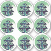 Festive Green Decorated Kerstmis Sticker (Voorkant)