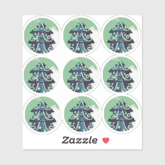 Festive Green Decorated Kerstmis Sticker (Vel)