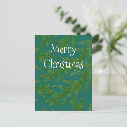 Festive Green Fir Tree Branches kerst Briefkaart (Staand voorkant)