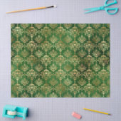 Festive Green & Gold Foil Winter KerstDamask Tissuepapier (Craft)