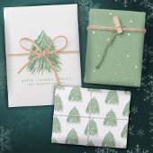 Festive Green Kerstmis Tree Waterverf Holiday Inpakpapier Vel