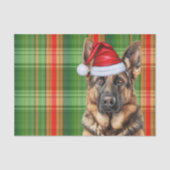 Festive Green Plaid German Shepherd Dog Christmas Tissuepapier (Voorkant)