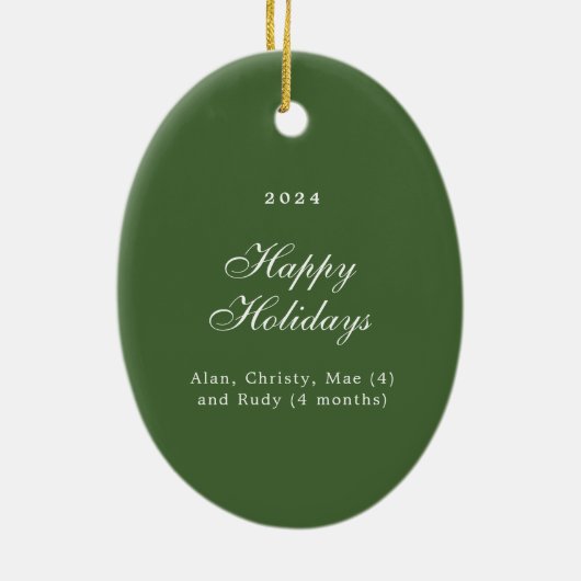 Festive Green Ribbon with Poinsettias and Greenery Keramisch Ornament (Achterkant)