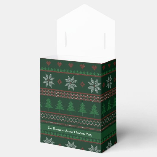 Festive Green Tree Ugly kerstSweater Party Bedankdoosjes (Geopend)