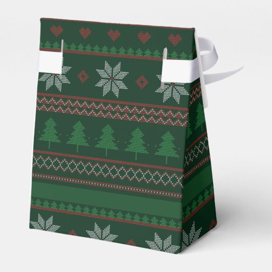 Festive Green Tree Ugly kerstSweater Party Bedankdoosjes (Achterkant)
