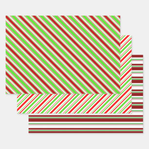 Festive Green, White, Red kerststijl Patronen Inpakpapier Vel