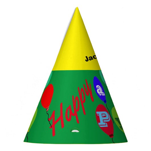 Festive Green Yellow Party Pet ballonnen Feesthoedjes (Links)