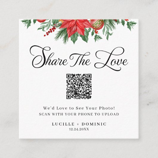 Festive Greenery Holiday Wedding Share The Love Informatiekaartje (Voorkant)