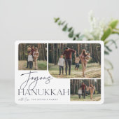 Festive Greeting | Joyous Hanukkah 3 Foto Feestdagenkaart (Staand voorkant)