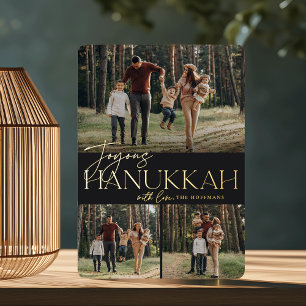 Festive Greeting Joyous Hanukkah 3 Foto Folie Feestdagenkaart
