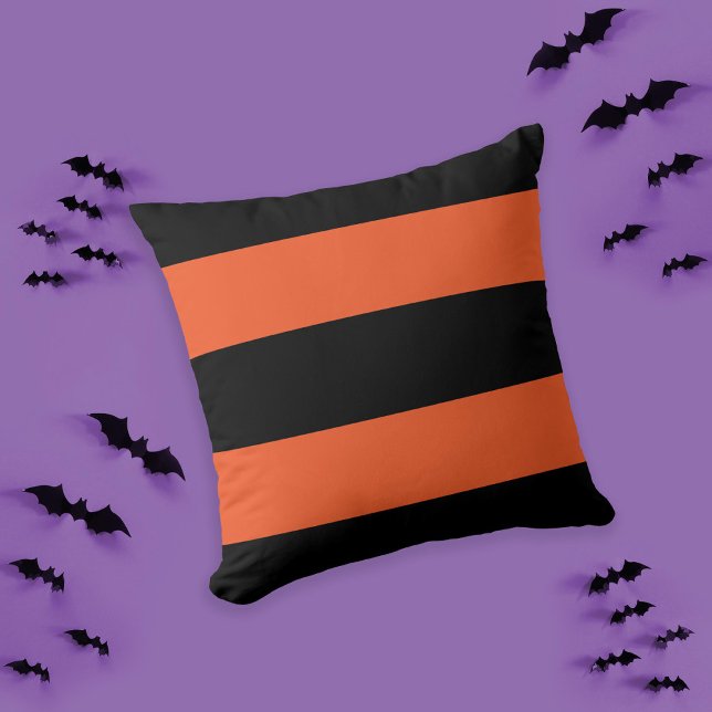 Festive Halloween Black en Oranje Bold Stripe Kussen (Creator heeft geüpload)
