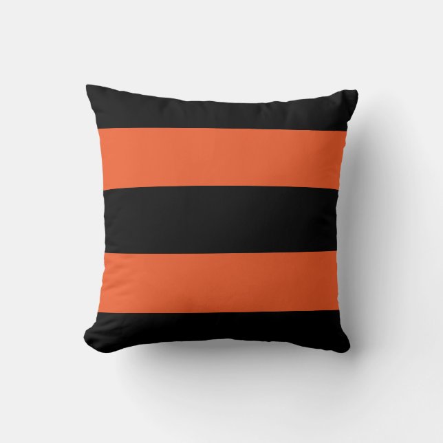 Festive Halloween Black en Oranje Bold Stripe Kussen (Voorkant)