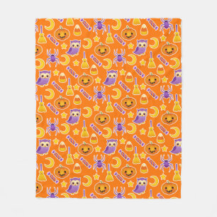 Festive Halloween Oranje Patterned Design Fleece Deken