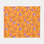 Festive Halloween Oranje Patterned Design Fleece Deken (Voorkant (Horizontaal))