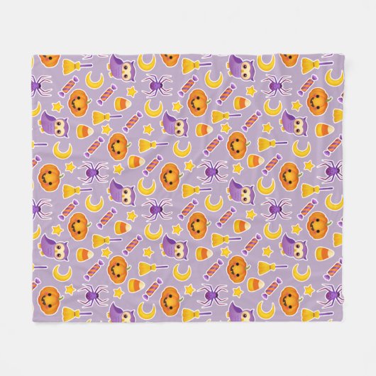 Festive Halloween Paars Patterned Design Fleece Deken (Voorkant (Horizontaal))