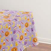 Festive Halloween Violet Pattern met pompoenen Tafelkleed (Voorbeeld)
