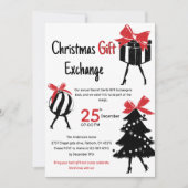 Festive Hand Drawn Christmas Gift Exchange Party Kaart (Voorkant)