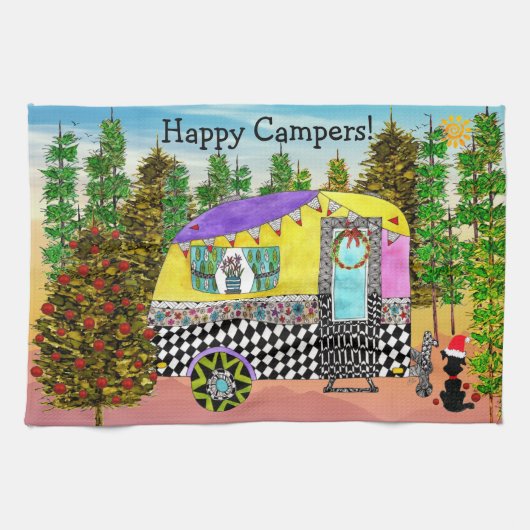 Festive Happy Camper Travel Trailer Serviette de c (Horizontal)