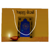 Festive Happy Diwali Fireworks - Grote Gift Bag Groot Cadeauzakje (Achterkant)