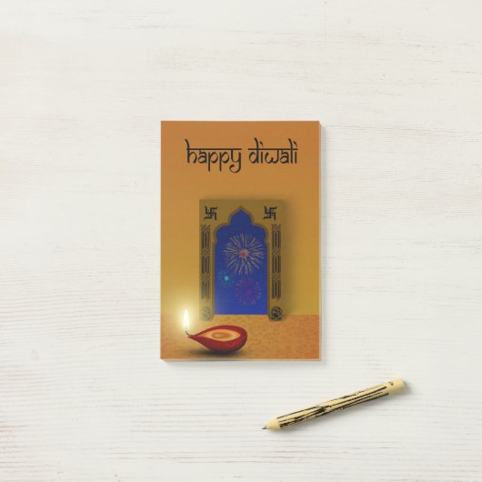 Festive Happy Diwali Fireworks - Post-it® Notes (Sur un bureau)
