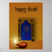 Festive Happy Diwali Fireworks - Poster Print (Devant)