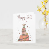 Festive Happy Herfst pompoen Stack met Chicken Kaart (Gele Bloem)