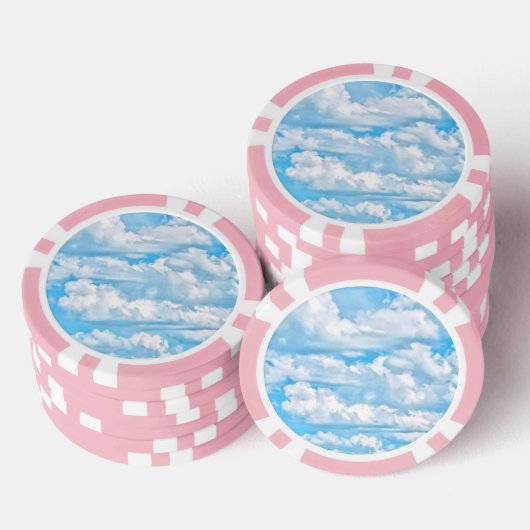 Festive Happy Sunny Clouds Achtergrond Pokerchips (Opstapeling)