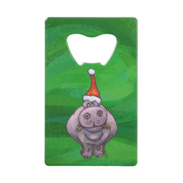 Festive Hippo on Green Kredietkaart Flessenopener