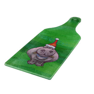 Festive Hippo on Green Snijplank