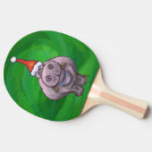 Festive Hippo on Green Tafeltennisbatje (Zijkant)